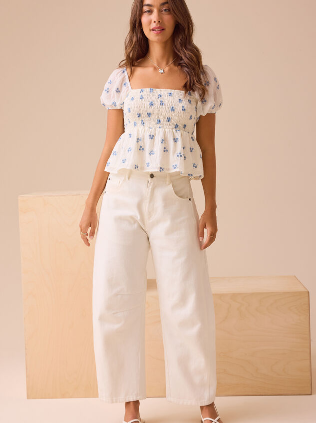 Margot Embroidered Babydoll Top Detail 2 - TULLABEE