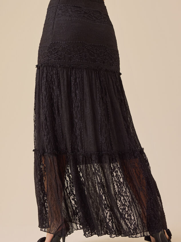 Monica Lace Tiered Midi Skirt Detail 5 - TULLABEE
