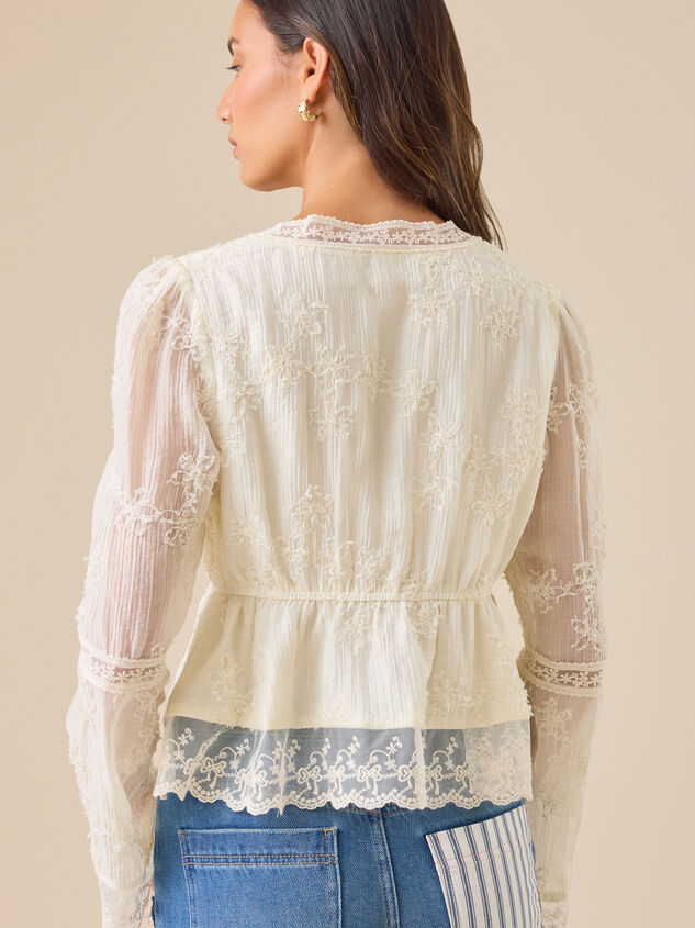 Clarice Embroidered Babydoll Top Detail 4 - TULLABEE