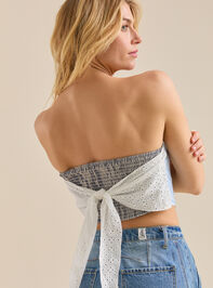 Jasmine Eyelet Stripe Tube Top Detail 5 - TULLABEE