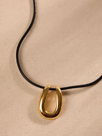Golden Accent Cord Necklace - TULLABEE