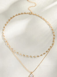 Layered Pearl Clover Necklace - TULLABEE