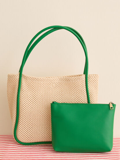 Woven Straw Tote Bag and Pouch Set - TULLABEE