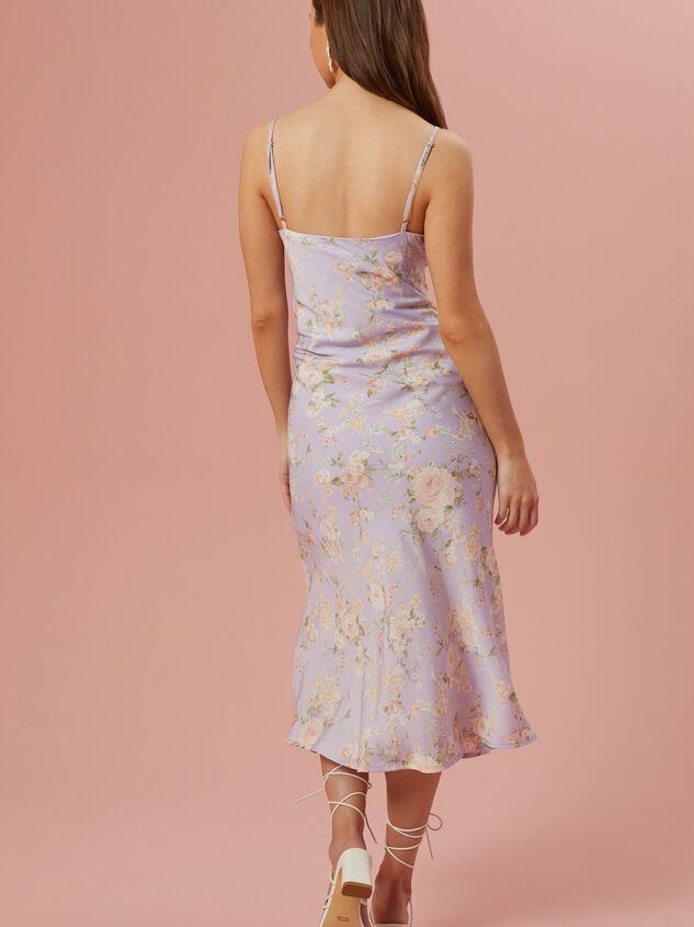 Blythe Floral Satin Slip Dress Detail 3 - TULLABEE
