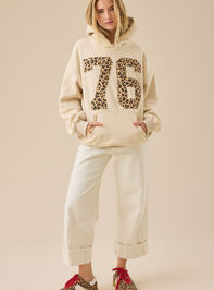 76 Leopard Print Graphic Hoodie Detail 2 - TULLABEE