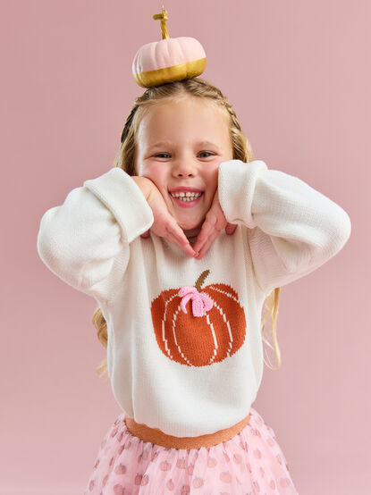 Pumpkin Bow Mockneck Sweater by Mudpie - TULLABEE