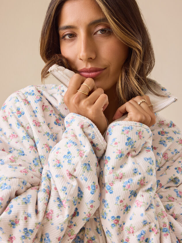 Kiana Corduroy Floral Jacket Detail 2 - TULLABEE