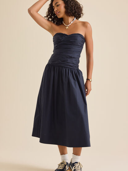 Skylar Poplin Midi Dress - TULLABEE