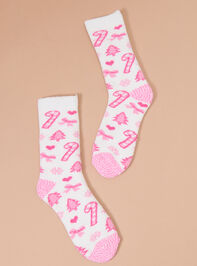 Candy Cane Bow Cozy Sock - TULLABEE