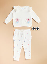 Daisy Embroidered Sweatshirt and Jogger Set Detail 2 - TULLABEE