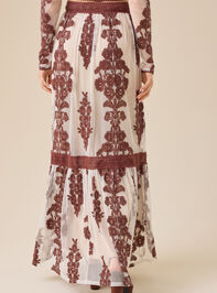 Arissa Floral Embroidered Maxi Skirt Detail 3 - TULLABEE