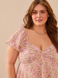 Ami Crossback Floral Babydoll Top Detail 3 - TULLABEE