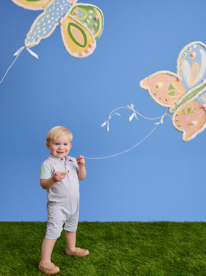 Eli Striped Polo Romper by Me + Henry - TULLABEE