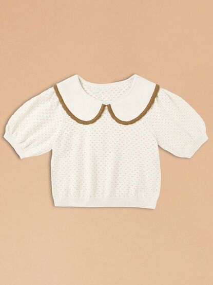Isabella Pointelle Collared Top by Rylee + Cru - TULLABEE