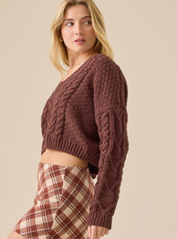 Paisley Boxy Cable Sweater Detail 3 - TULLABEE