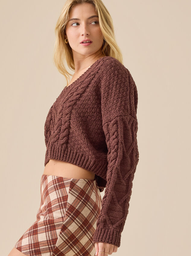 Paisley Boxy Cable Sweater Detail 3 - TULLABEE