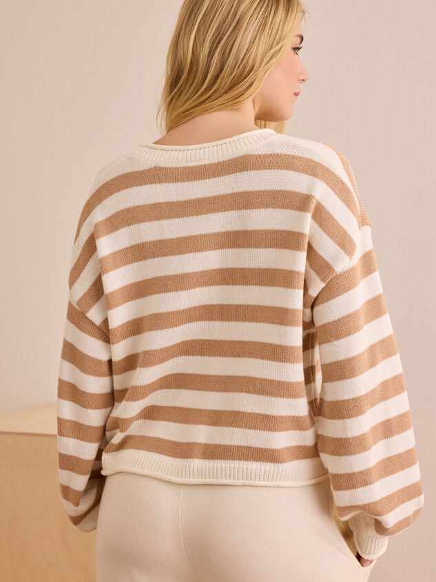 Serve Stripe Button Up Cardigan Detail 5 - TULLABEE