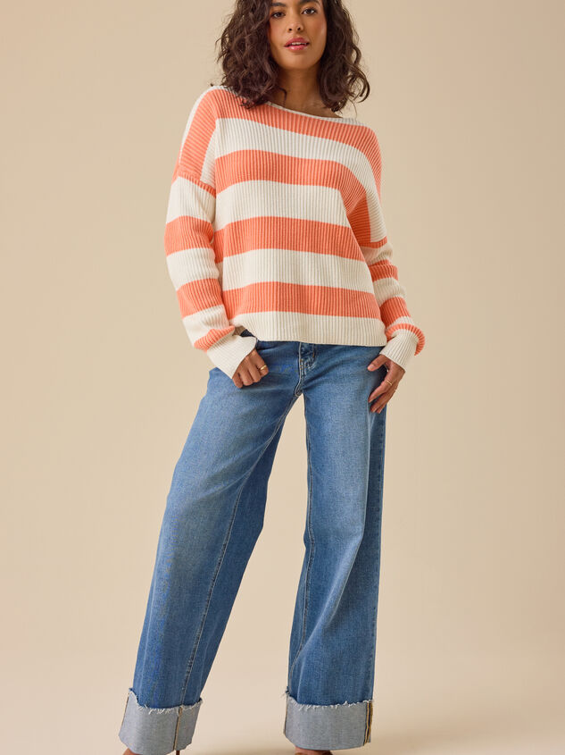 Mariah Striped Boatneck Sweater - TULLABEE