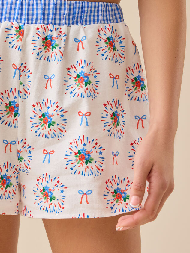 Americana Fireworks Sleep Shorts Detail 3 - TULLABEE