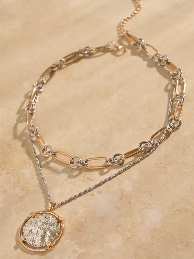 Layered Mixed Metal Coin Necklace Detail 2 - TULLABEE