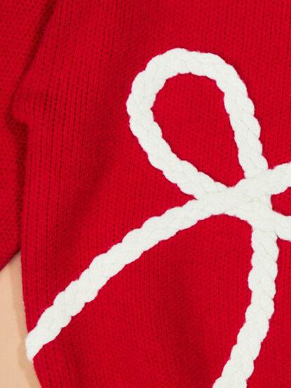 Braided Bow Christmas Sweater - TULLABEE