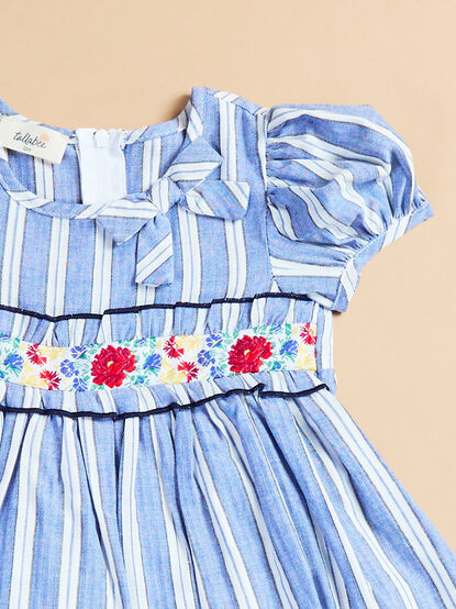 Gabriela Striped Embroidered Baby Dress - TULLABEE