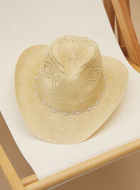 Natalie Pearl Trim Cowboy Hat Detail 2 - TULLABEE