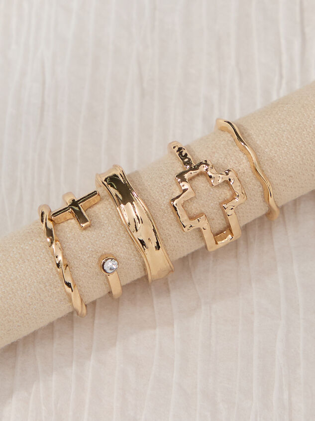 Gold Open Cross Ring Set - TULLABEE