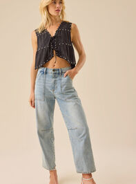 Casy Studded Tie Front Vest Detail 2 - TULLABEE