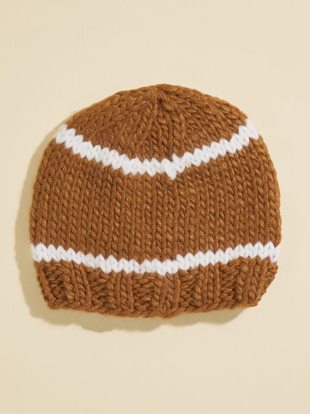 Football Knit Beanie Detail 2 - TULLABEE