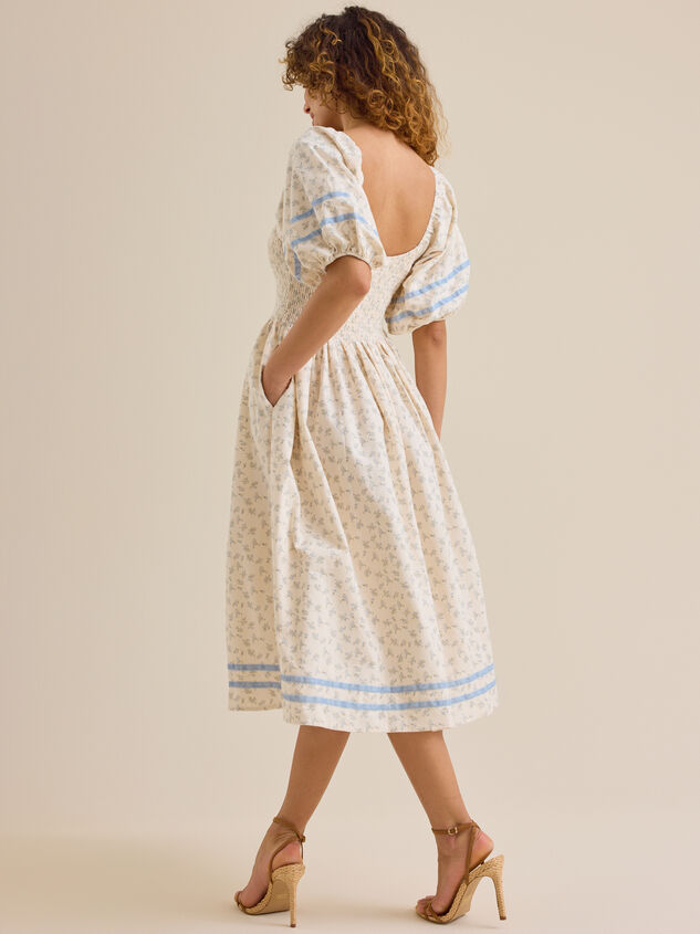 Ella Velvet Trim Floral Mama Dress Detail 5 - TULLABEE