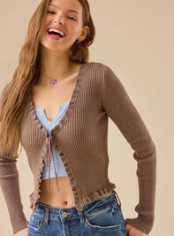 Emily Tie Front Ruffle Cardigan - TULLABEE