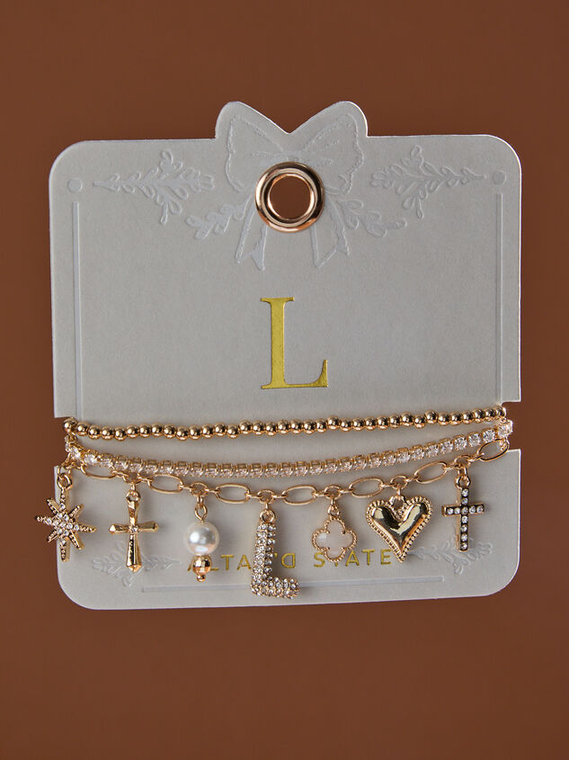 Bubble Monogram Charm Bracelet Set - L - TULLABEE