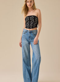 Mae Denim Tube Top Detail 3 - TULLABEE