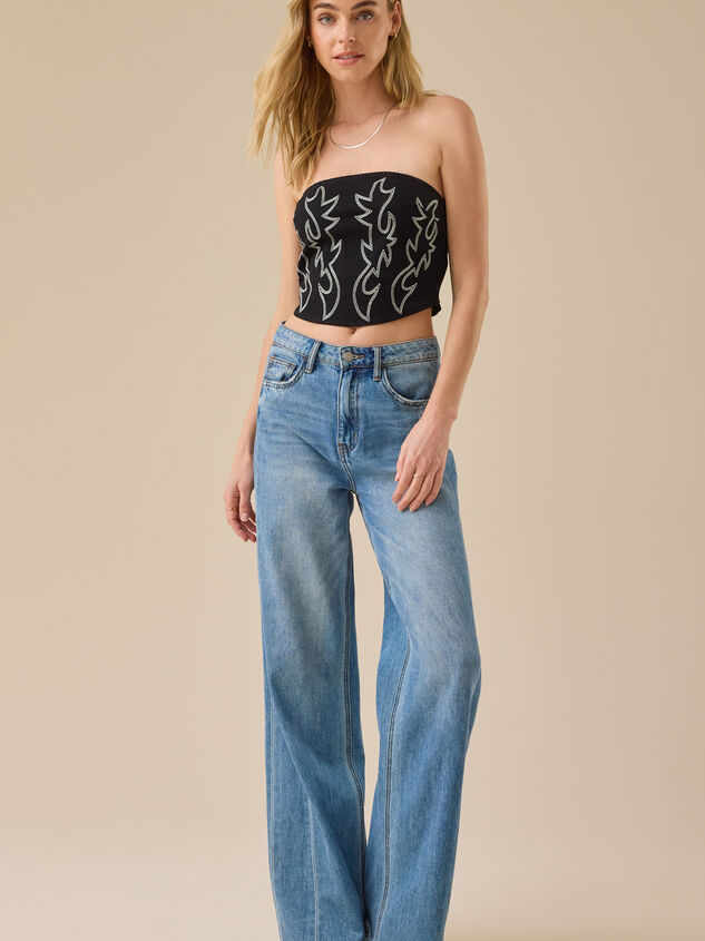 Mae Denim Tube Top Detail 3 - TULLABEE