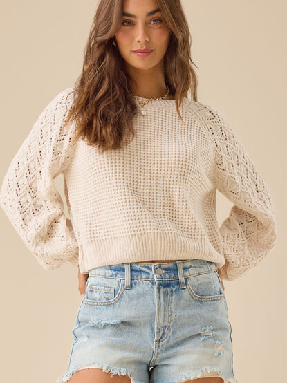 Hailey Chenille Pointelle Sweater - TULLABEE