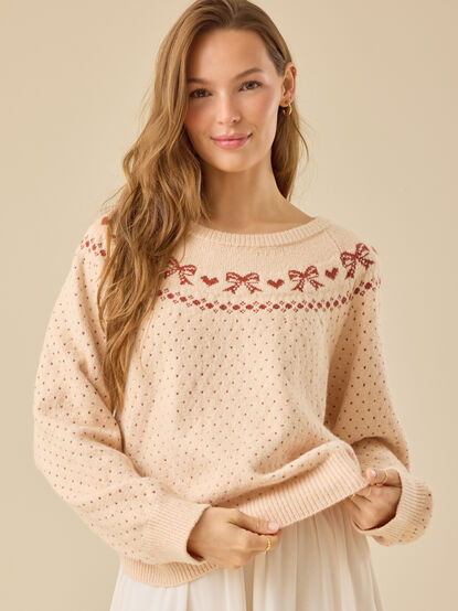 Fair Isle Bow Sweater by Rylee + Cru - TULLABEE