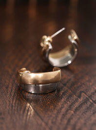 Mixed Metal Double Hoops Detail 2 - TULLABEE
