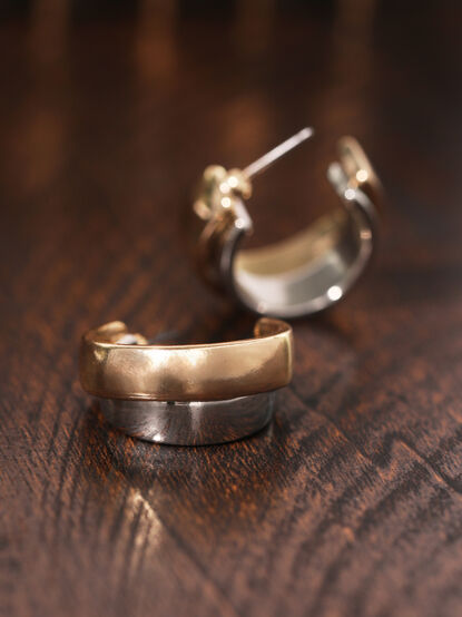 Mixed Metal Double Hoops - TULLABEE