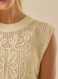 Emilia Embroidered Knit Vest Detail 4 - TULLABEE