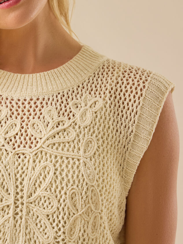 Emilia Embroidered Knit Vest Detail 4 - TULLABEE
