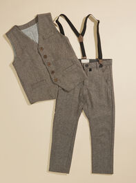 Carter Tweed Baby Pants + Suspenders by Me + Henry Detail 3 - TULLABEE