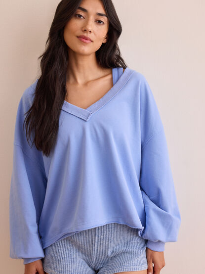 Best Moment V-Neck Balloon Sleeve Pullover - TULLABEE