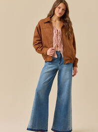 Vanessa Suede Bomber Jacket Detail 2 - TULLABEE