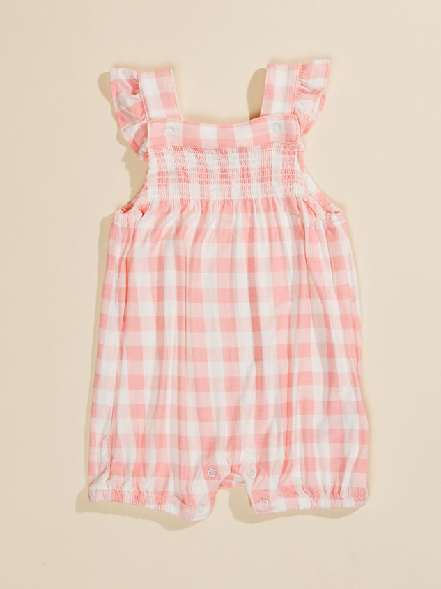 Pink Gingham Overalls Detail 1 - TULLABEE