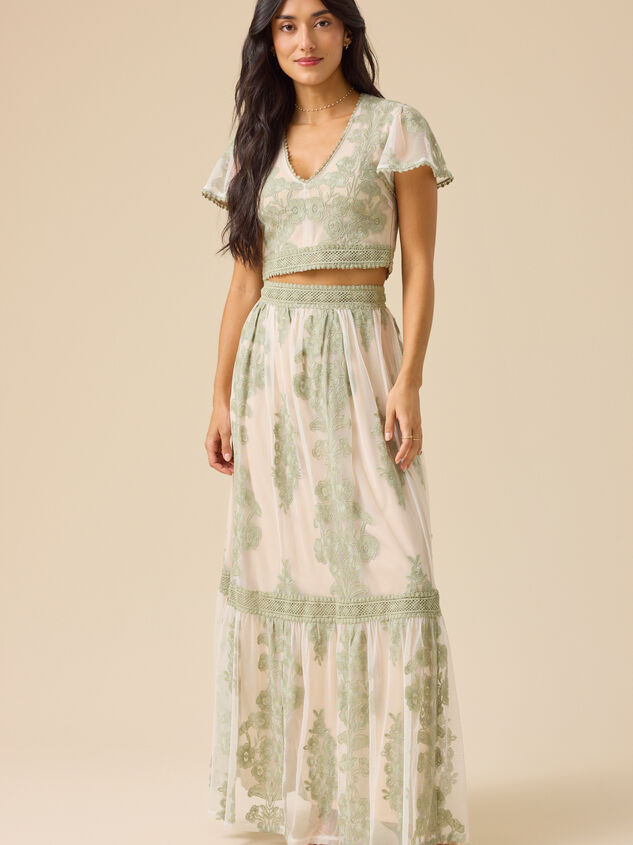 Arissa Floral Embroidered Maxi Skirt - TULLABEE