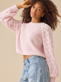 Hailey Chenille Pointelle Sweater Detail 2 - TULLABEE