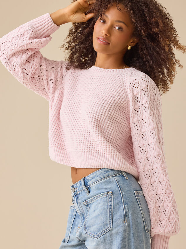Hailey Chenille Pointelle Sweater Detail 2 - TULLABEE