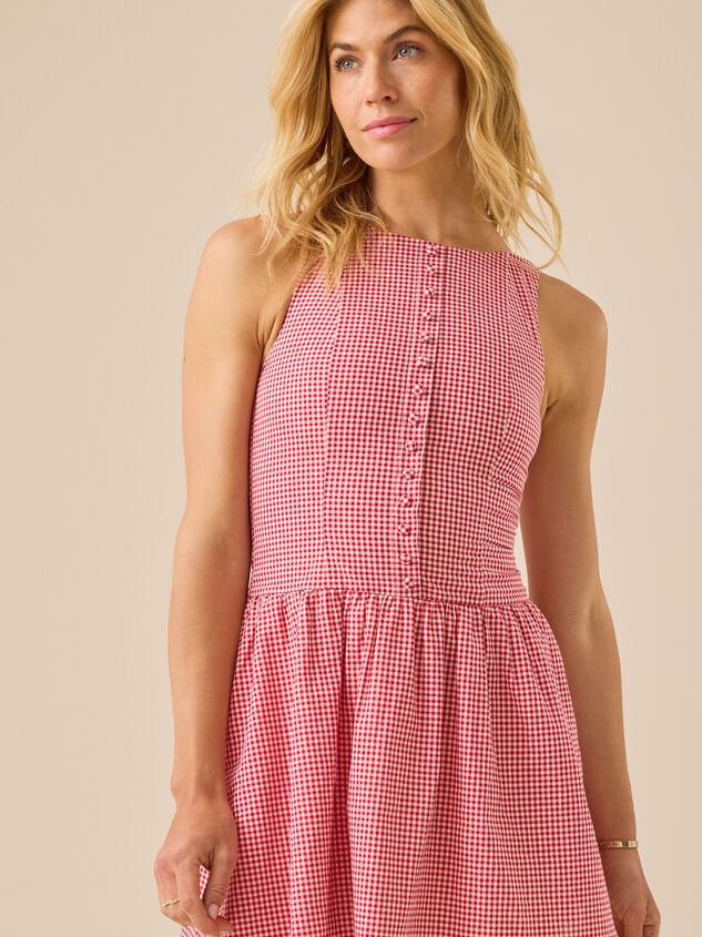 June Gingham Mini Dress Detail 2 - TULLABEE
