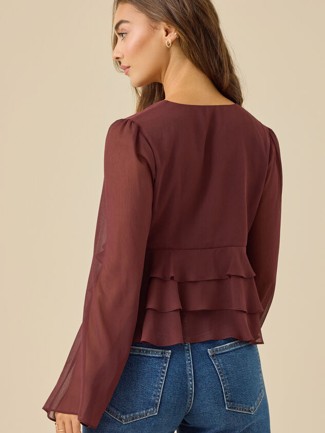 Eva Tie Front Ruffle Top Detail 5 - TULLABEE